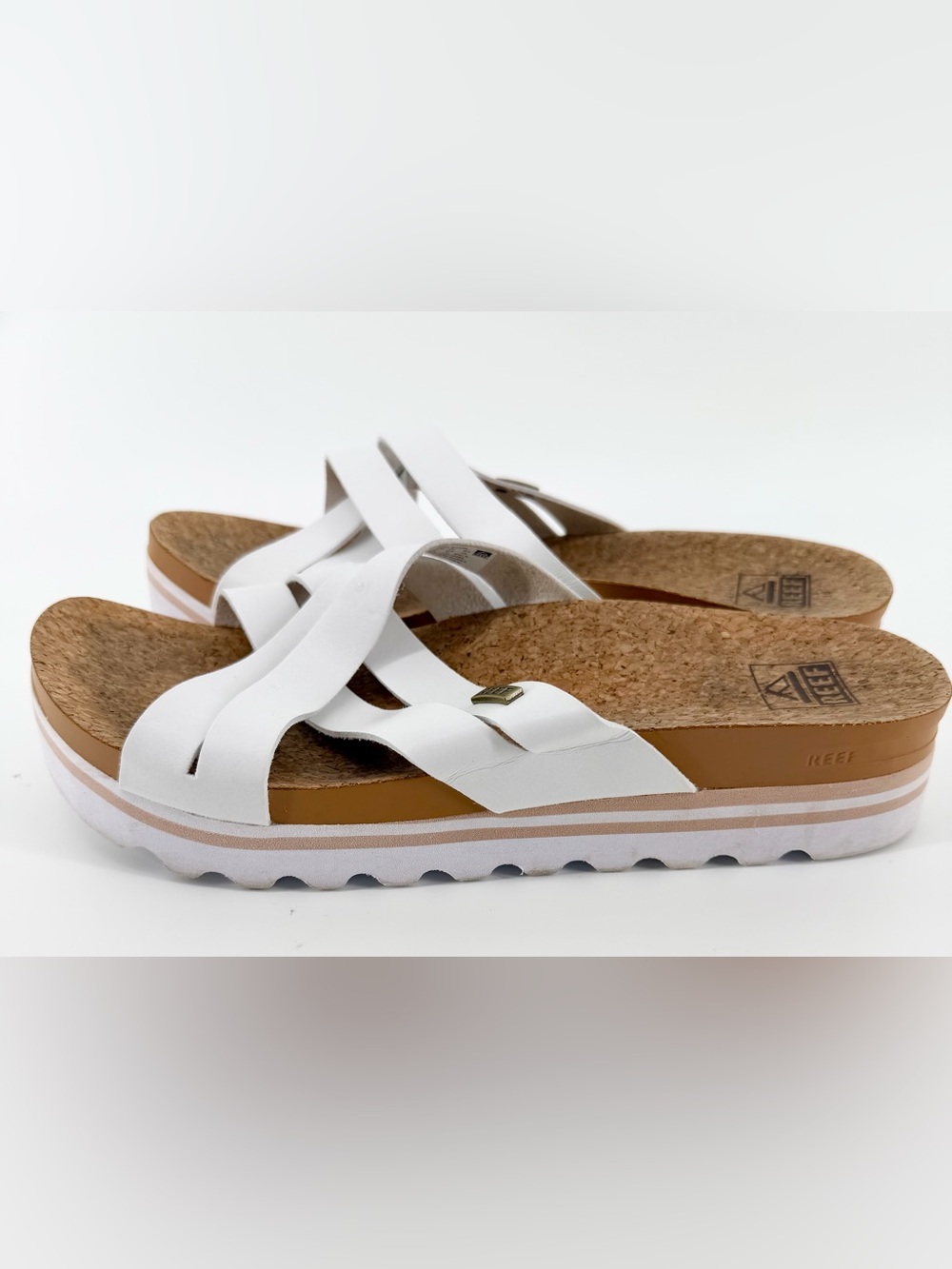 REEF White Cushion Bloom Hi Platform Slide Women’s Sandals Size 10 Beach Comfy - Picture 10 of 14